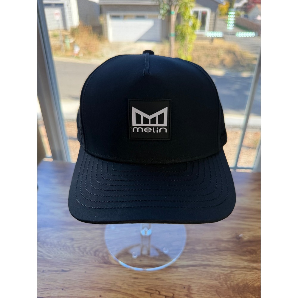 Melin Odyssey Hydro Black Snapback Hat Classic Size Water Resistant Perforated